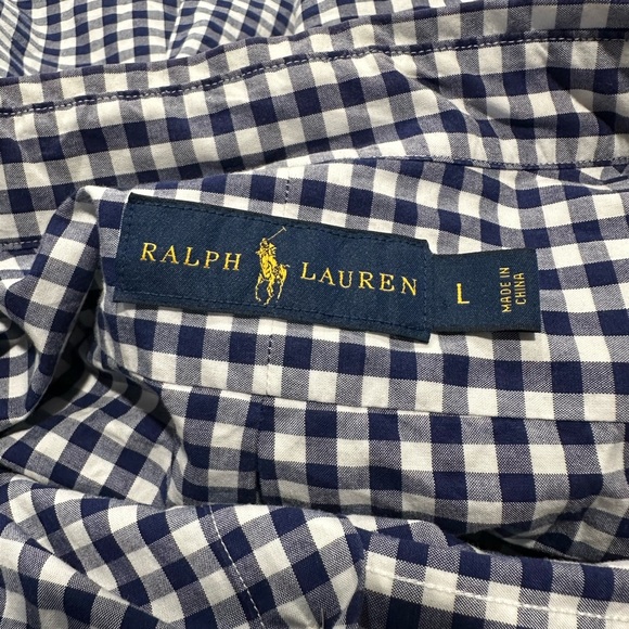 Men’s Ralph Lauren Oxford Large blue/white plaid button up - Picture 3 of 5